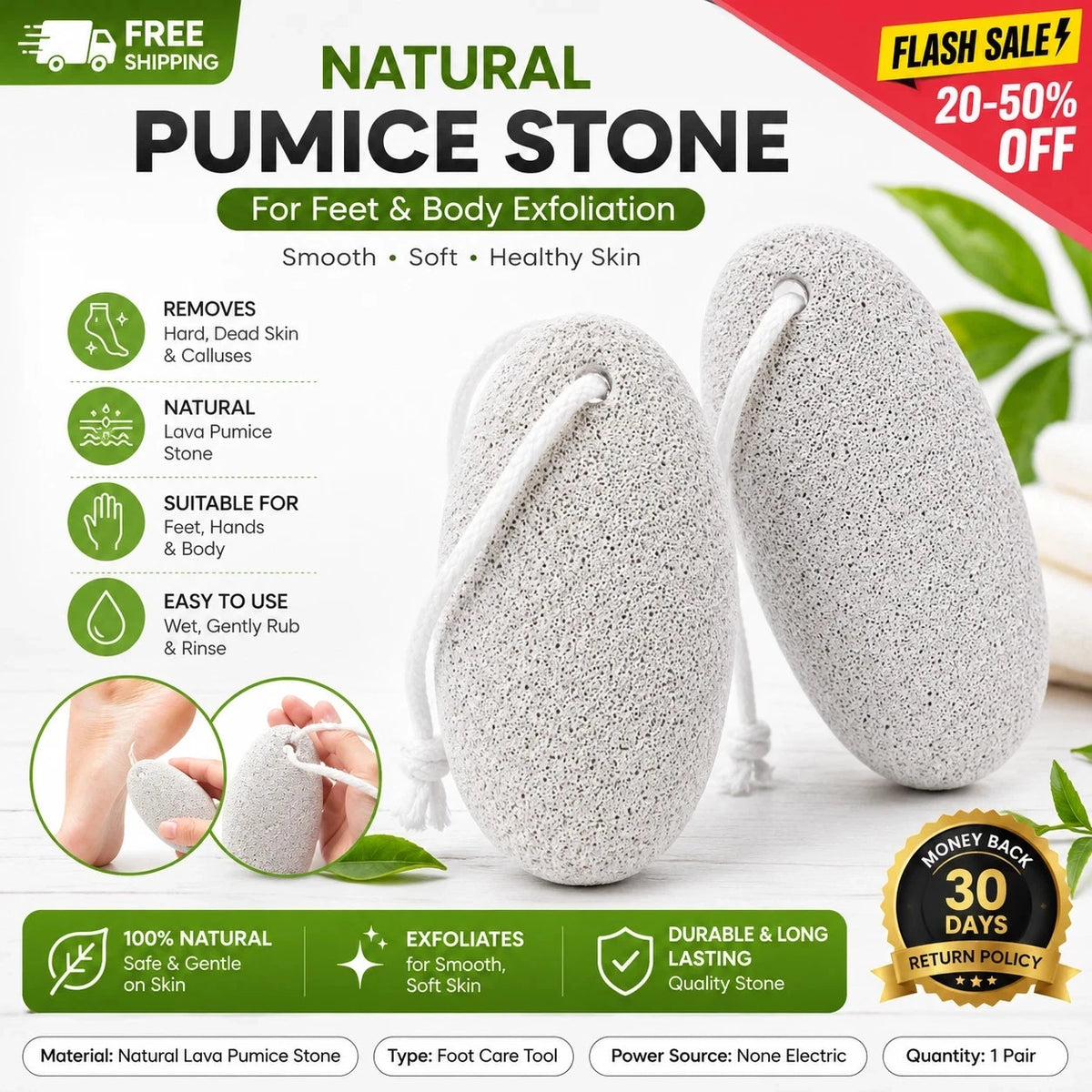 2 Pcs Natural Pumice Stone